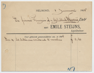 1395-21227 rekening, Emile Steijns, apotheek, apotheker, medicijnen, 01-01-1905