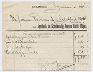 1399-21227 rekening, Apotheek en Scheikundig Bureau Emile Steyns, apotheek, medicijnen, 00-01-1916