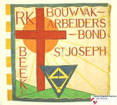 110 Vlag; banier van R.K. BOUWVAK- ARBEIDERS- BOND BEEK L. uit BEEKDatering Onbekend (zie Bijzonderheden)