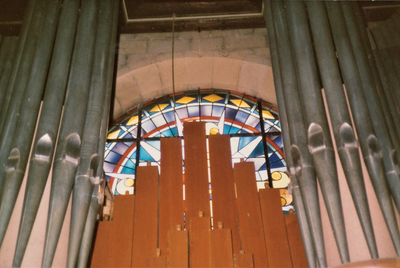 3491 orgel; glas in lood; kapel, circa 1982