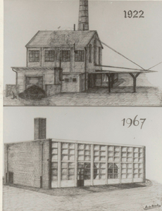 4731 pentekening; oud ketelhuis; nieuw ketelhuis, 1967