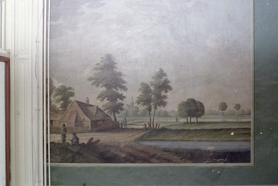  Muursschildering met boerderijtje en water Noorderhaven 38, Groningen 102825
