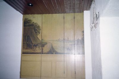  Wandbetimmering met schildering van landschap boven lambrisering Noorderhaven 38, Groningen 102825