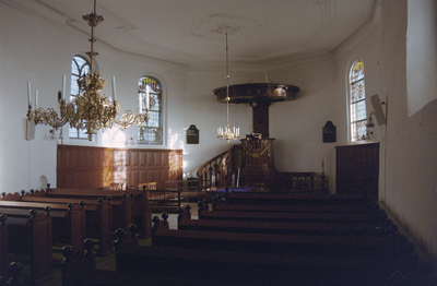  Overzicht van kerk met preekstoel na restauratie Noorddijkerweg 16, Noorddijk, Groningen 103727