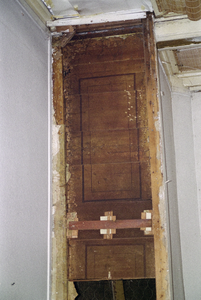  Geschilderde panelen op houten planken bij plafond Gelkingestraat 14, 16, Groningen 102109, 102110