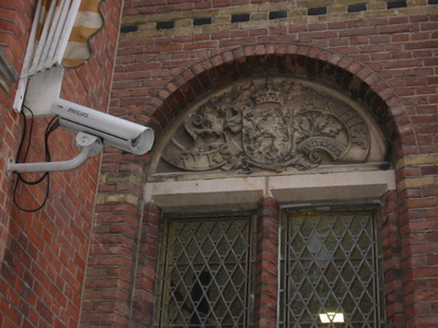  wapen Nederlandsche Leeuw opschrift 'RYKS ARCHIEF' boven venster Sint Jansstraat 2, Groningen 103291