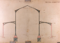  Korenbeurs tekening doorsnede hal Akerkhof 1, Groningen 101723