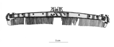 Tekening van de benen kam die bij het vervolgonderzoek ter hoogte van Hoge der A 3 is gevonden (datering vroege ...
