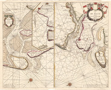 C17-15 Caarte van de Mase ende het Goereesche gat. en De Texel Stroom met de gaten van't Marsdiep , 1668