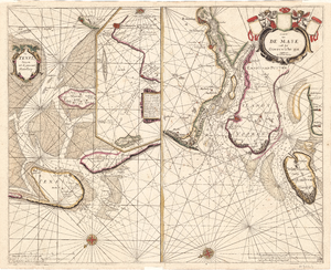 C17-15 Caarte van de Mase ende het Goereesche gat. en De Texel Stroom met de gaten van't Marsdiep , 1668