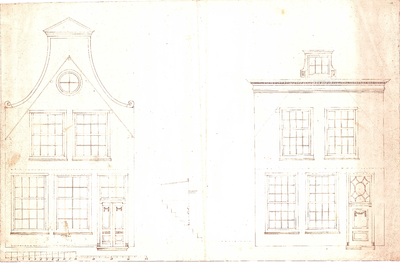 C19-32 Geen titel (ontwerp verbouwing herenhuis, 2 stuks), ca. 1860