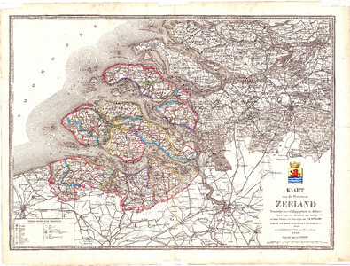 C19-54 Kaart van de Provincie Zeeland + blad enige statistieke opgaven betreffende Zeeland , + tekstblad, 1866