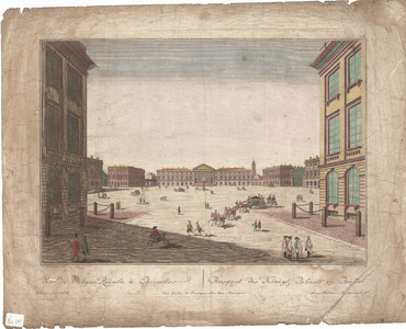 Optica 2 Vue du Palais Roiale à Bruxelles. Prospect des Köningl. Palasts zu Brüssel. (in hoes met Optica 3) (plein met ...
