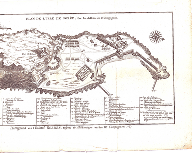 J18-09 Plan de l'Isle de Gorée, sur les desseins du Sr. Compagnon (in een hoes met J18-06 + 10) (zie ook J17-07 + 08), 1747