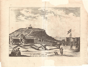 J17-07 Het Fort Nassau van Binnen, met Oranje op 't Eylant Goeree (in een hoes met J17-08) (zie J18-06, 09 + 10), 1668