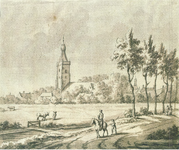 J18-13 Geen (gezicht op kerk Middelharnis), ca. 1750