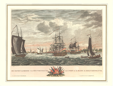J18-19b De Haven en Reede van Hellevoetsluis (Zeilschepen en sloepen op het Haringvliet), 1803