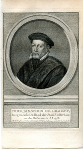 68 Dirk Janszoon de Graeff, Burgemeester en Raad der Stad Amsterdam, na de Reformatie Ao 1578. (1532-1589), ca. 1750