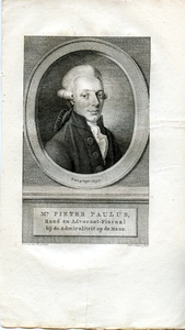 122 Mr. Pieter Paulus, Raad en Advocaat-Fiscaal bij de admiraliteit op de Maze. (1754-1796), ca. 1790