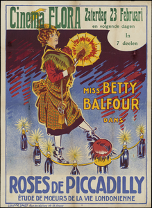 3650 Aankondiging door Cinema Flora van de film 'Roses de Picadilly' op zaterdag 23 februari en volgende dagen, [1924]