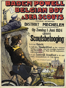 3891 Aankondiging door de Baden Powell Belgian Boy&Sea Scouts district Mechelen van een grote scoutsbetoging op zondag ...