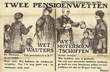 4587 Affiche wetgevende verkiezingen 1925: 2 pensioenwetten: enerzijds de wet Wauters, anderzijds de wet ...