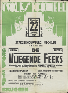 11962 Aankondiging door het 'Volkstoneel' van de opvoering De vliegende feeks , op maandag 22 januari 1934 in de ...