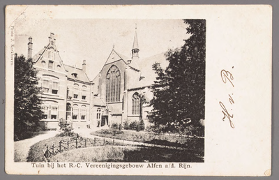 0399 Tuin bij het R.C. Vereenigingsgebouw Alfen a/d. Rijn., 1900-1910