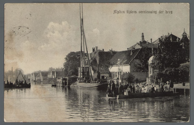 0838 Alphen tijdens vernieuwing der brug, 1900-1910