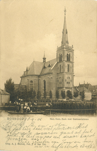 SRM006003529 Boskoop, Ned. Herv. Kerk met gemeente toren, rond 1906