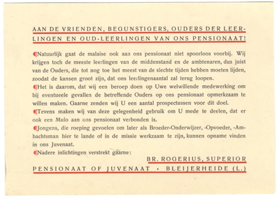 182169 Wervingspapier van de broeders van Bleijerheide