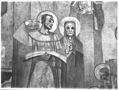 130178 Schildering van de H. Augustinus met moeder Maria in de kapel van Sint Dominicuscollege te Nijmegen