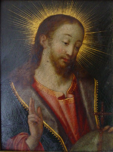 VW-P017-Ag0118a Schilderij met afbeelding van Christus als Salvator Mundi