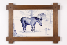 VW-B021-120 Tegeltableau met landschapstafereel met paard