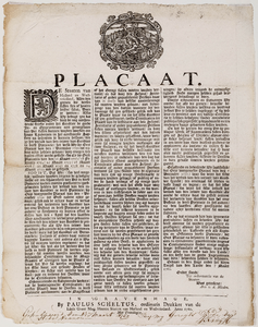  Plakkaat van de Staten van Holland en Westfriesland van 7 maart 1760 op een verbod, gelet op de heersende veesterfte, ...