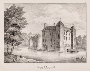  Gezicht vanuit het noorden op kasteel Beverweerd met gracht te Werkhoven