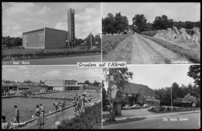 060 - Kaart met Ger. Kerk, landschap, zwembad en De Vale Ouwe