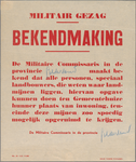 snv008000062 143, Affiche van de Militaire Commissaris in de provincie Gelderland waarbij in het bijzonder landbouwers ...