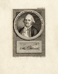 Nr.: GME 772- Portret van: Jacob Pieter van Braam, Kapitein ter Zee in een medaillon. Boven het medaillon ...