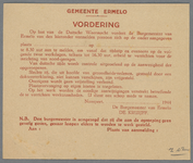 SNV008000116_002 55, Gemeente Ermelo - Vordering - Op last van de Duitsche Weermacht vordert de Burgemeester, de ...