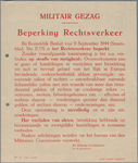 snv008000146 1, Militair Gezag - De Militaire Commissaris in de provincie - Beperking Rechtsverkeer, 00-03-1945