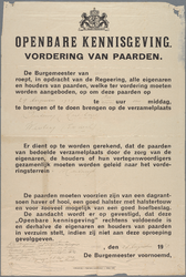 snv008000157 20, De Burgemeester van Ermelo - Openbare Kennisgeving - Vordering van Paarden -, 28-08-1939