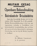 snv008000161 44, Militair Gezag - Openbare Bekendmaking - Buitenlandsche Betaalmiddelen, 16-09-1944