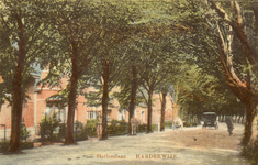Nr.: 92 - Stationslaan Harderwijk grindweg met bomen, handkar en automobiel