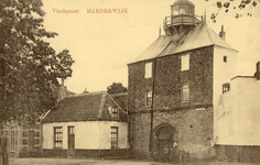 Nr.: 227 - Vispoort Harderwijk kijkje op de Vischpoort vanaf zeezijde, links de muurhuisjes, rechts de muur