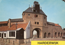 Nr.: 307 - Harderwijk de vispoort met links muurhuisje en rechts de muur, links de waterpomp