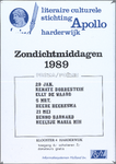SNV008000266 0125, literaire culturele stichting Apollo harderwijk; Zondichtmiddagen 1989, 1989