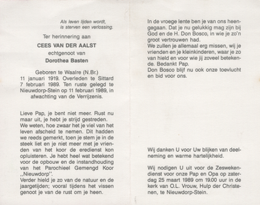 374_01_0014_a Aalst, van der, Cees: geboren op 11 januari 1919 te Waalre, overleden op 7 februari 1989 te Sittard