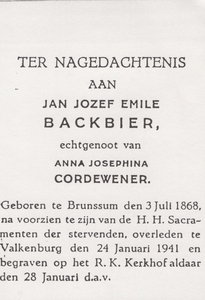 374_02_0020 Backbier, Jan Jozef Emile: geboren op 3 juli 1868 te Brunssum, overleden op 24 januari 1941 te Valkenburg