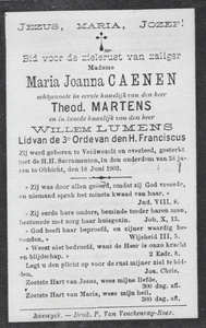 374_03_0015 Caenen, Maria Joanna: geboren op ??-1865 te Veldwezelt , overleden op 18 juni 1903 te Obbicht